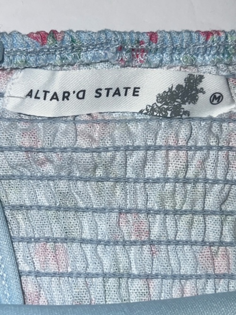 🆕 Altar'd State Floral Mini Dress Baby Blue Medium - Picture 12 of 17